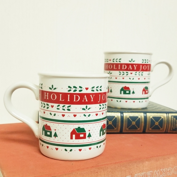 Vintage Holiday Joy Christmas Mugs - Picture 3 of 3